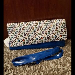 Leopard Blue Color Clutch